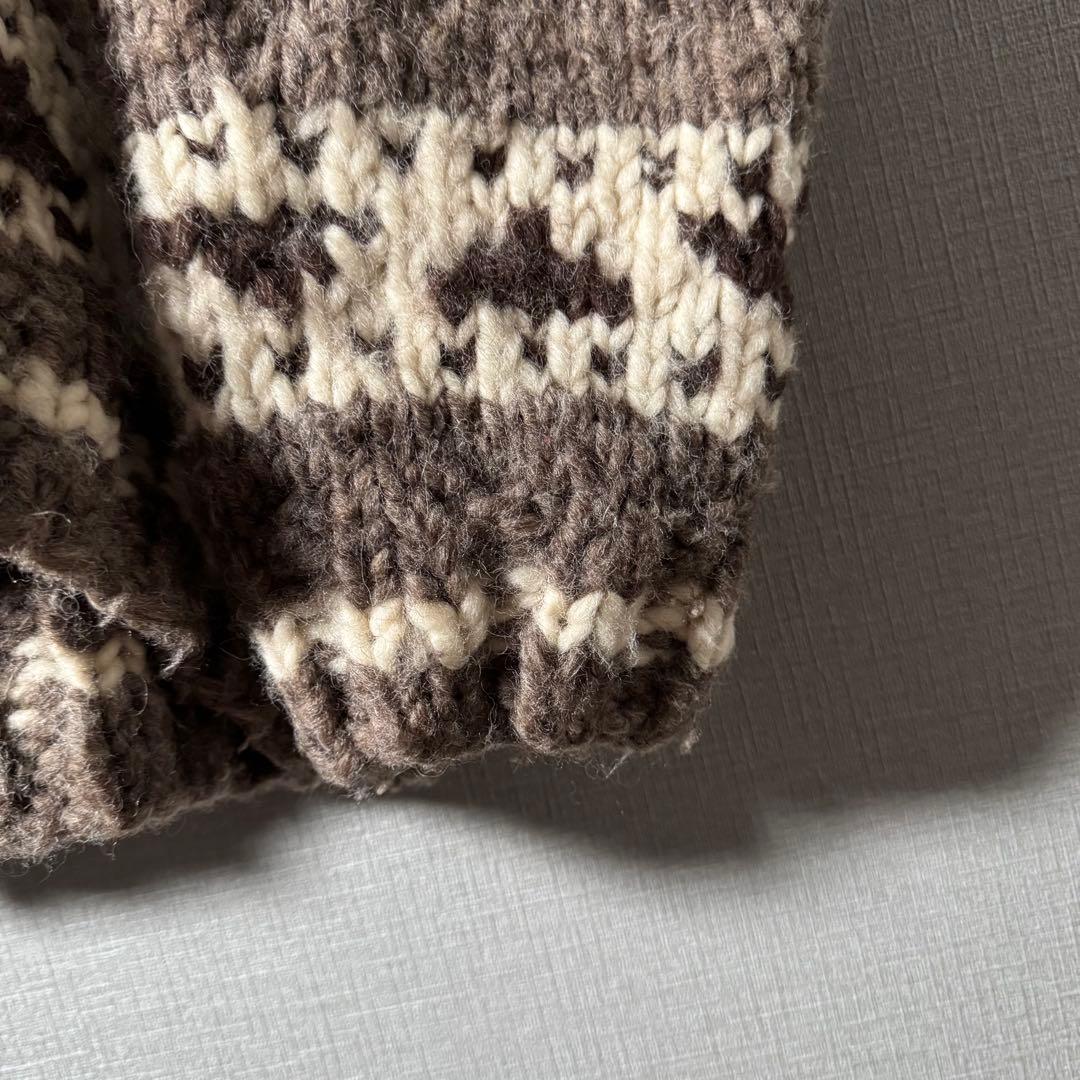 カナダ製★カウチンニット 超肉厚 ノルディック トナカイ ジップアップ XL以上