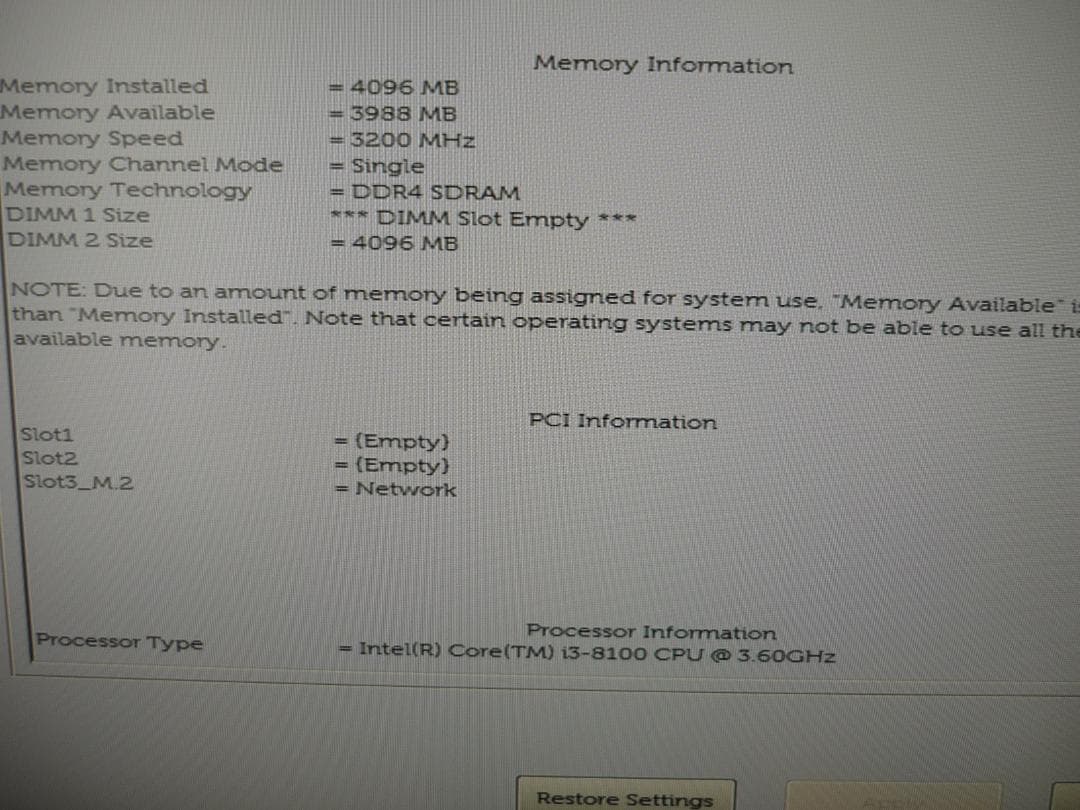 DELL Inspiron3470 i3-8100 メモリなし/HDDなし