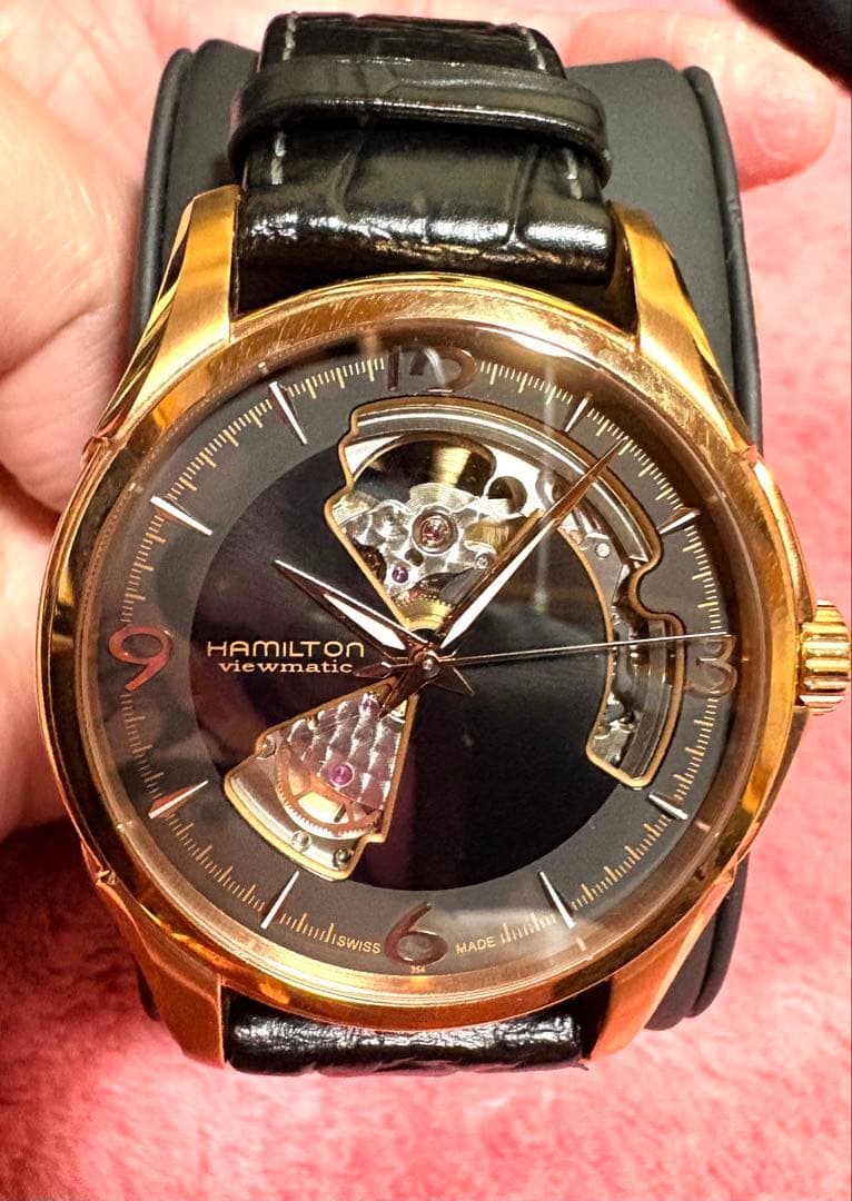 Hamilton オープンハート 自動巻き時計 ゴールド/ブラック