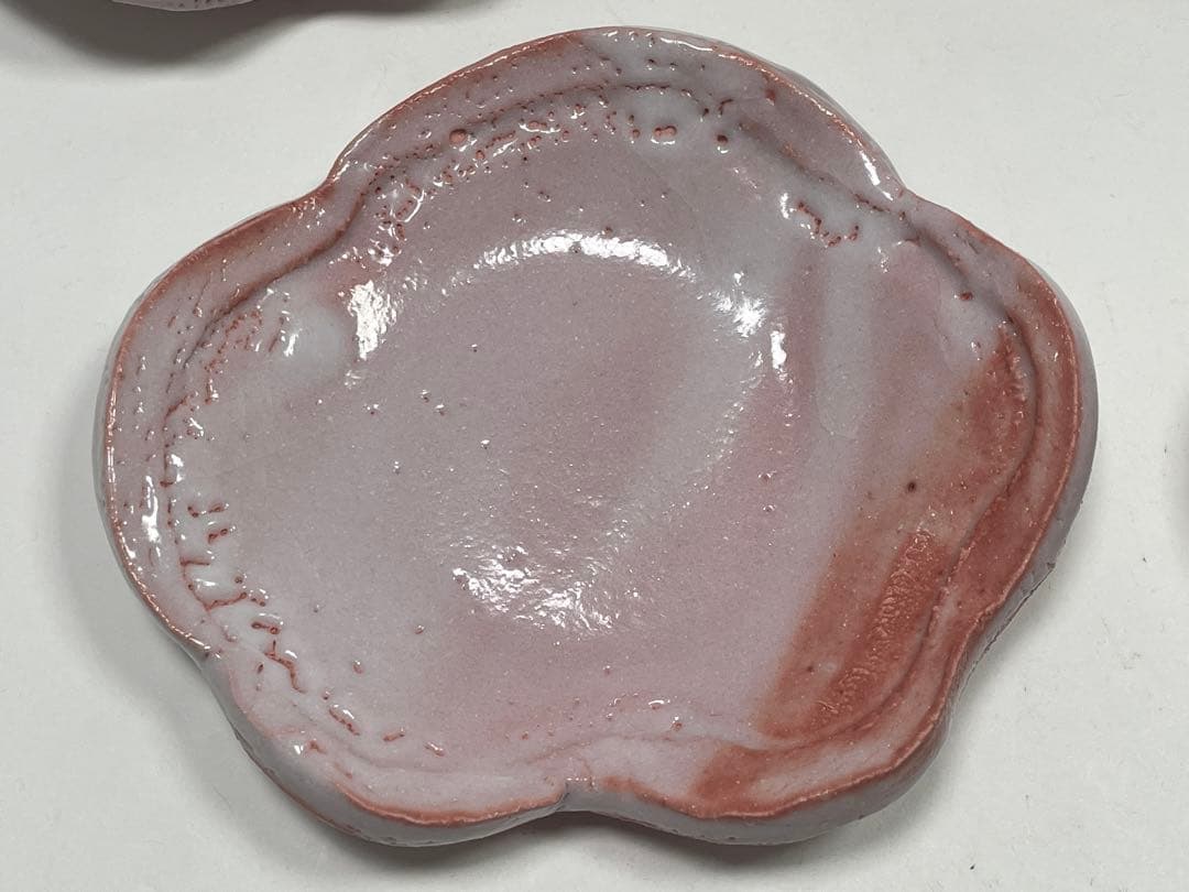 【和食器】　林正太郎　『絵志野梅形銘々皿』5枚　共箱　小皿　菓子皿