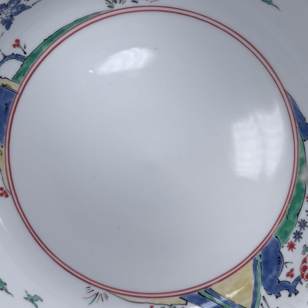 重要無形文化財指定　十三代　柿右衛門　錦　花鳥紋　菓子器　鳳凰図　26.4cm