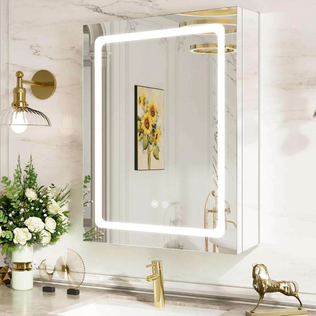 【Janboe】 LEDバスルームミラーキャビネット 50×70cm