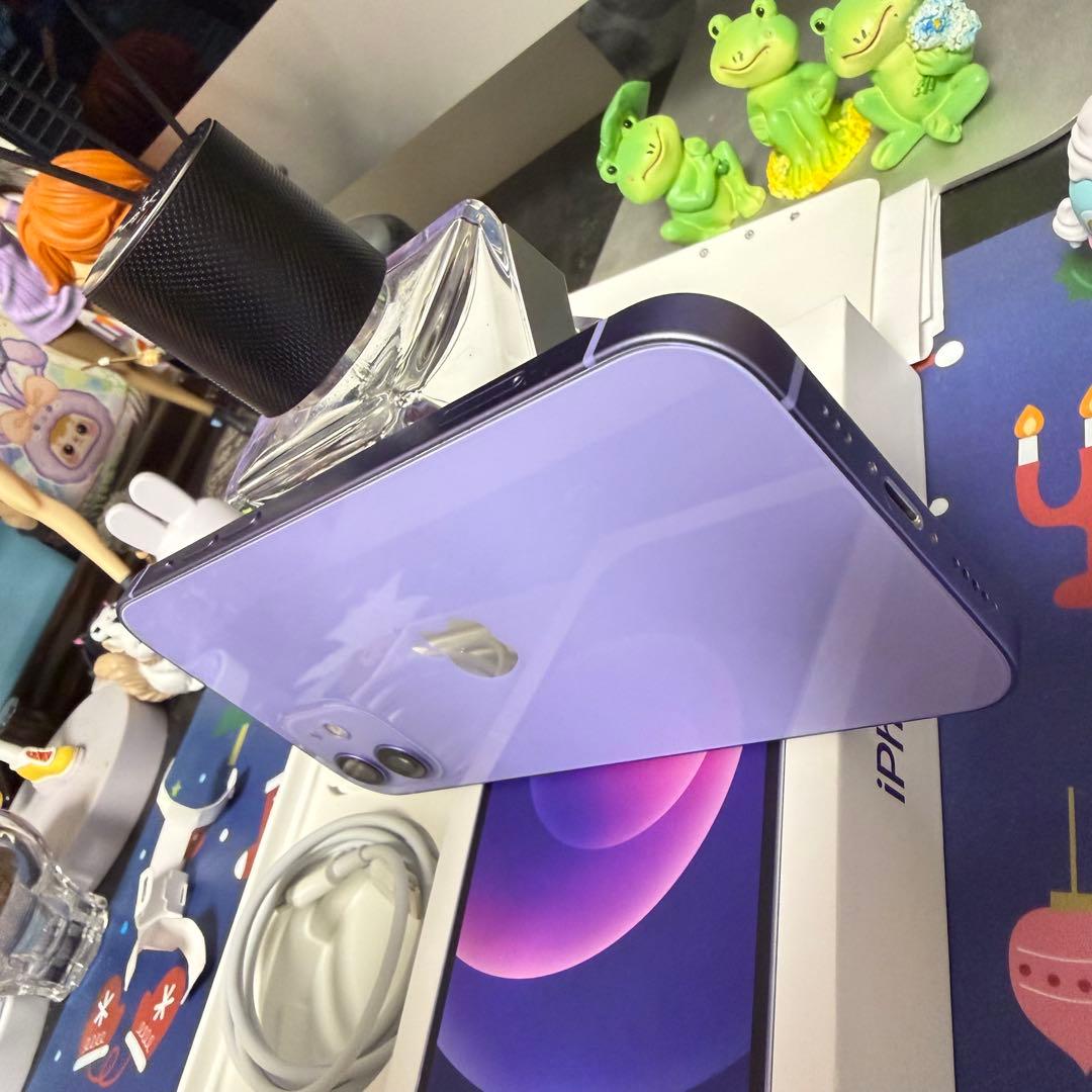 Apple iPhone 12 パープル 充電ケーブルと箱付 BT-88%