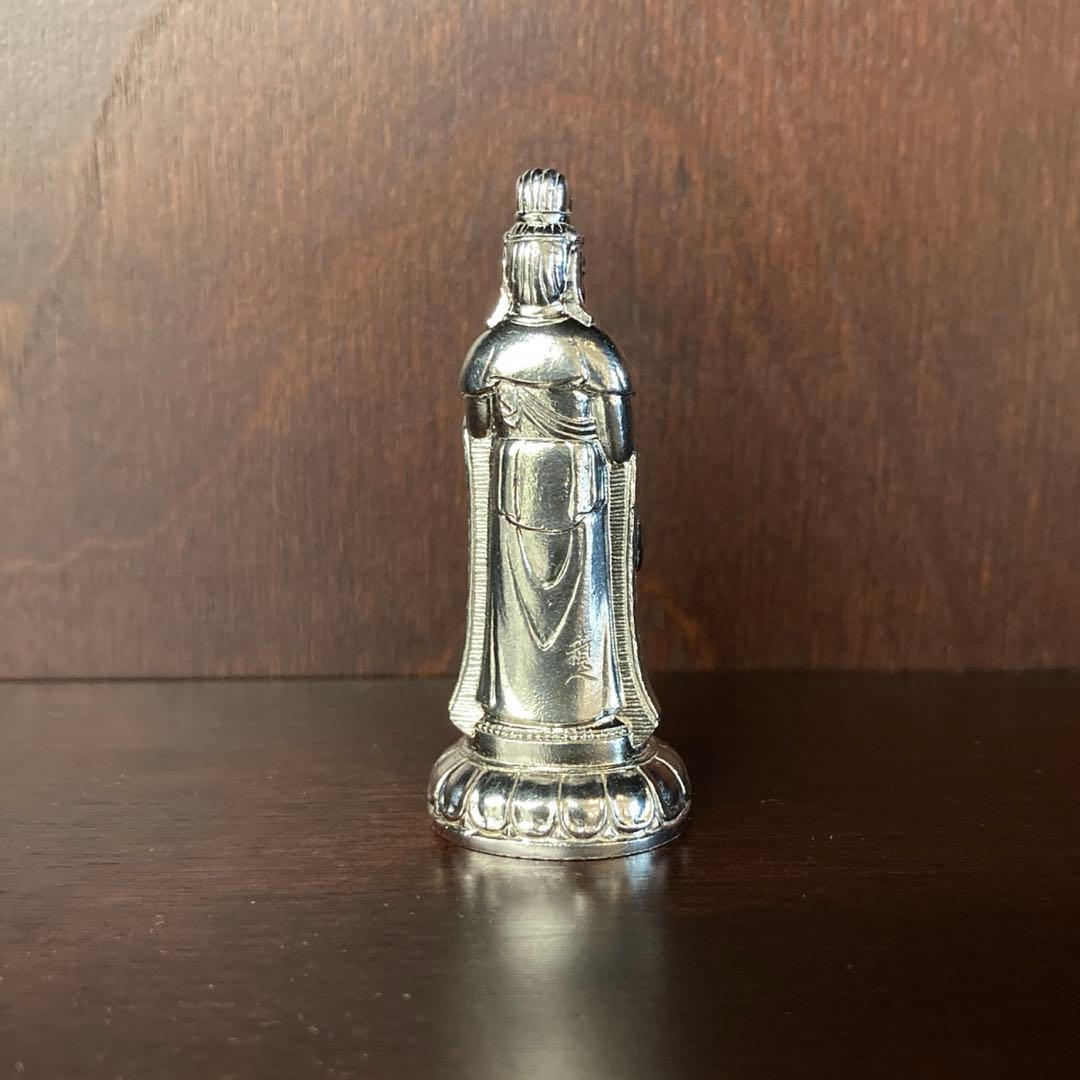 純銀製シルバー洗観音仏像本物ミニチュアフィギュア