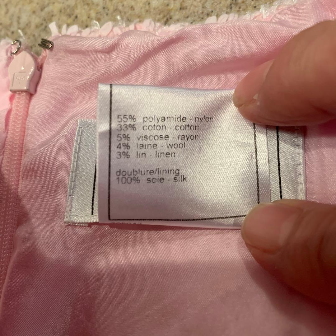 CHANEL シャネル　ピンクスカート　ウエスト部分に小さなココマーク入り　L