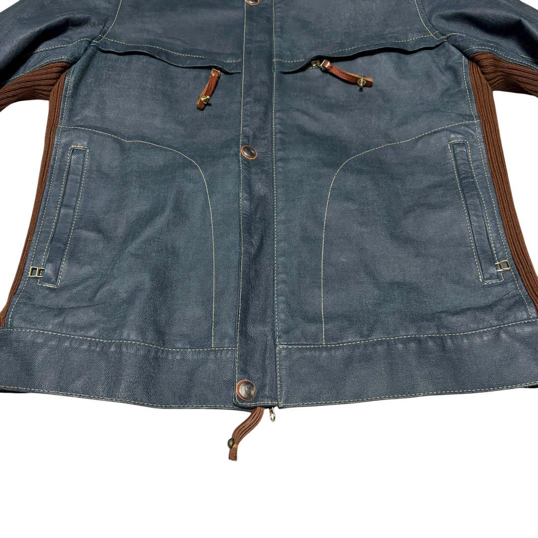 美品 L&KONDO ルコンド リアルレザー インディゴ 切替ライダース L