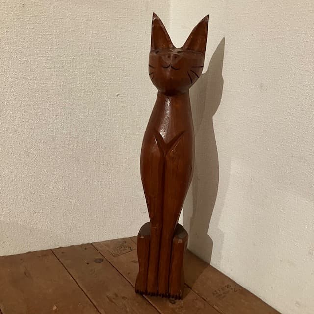 木製 猫 木彫 置物 ミッドセンチュリー ヴィンテージ 古道具 昭和 レトロ