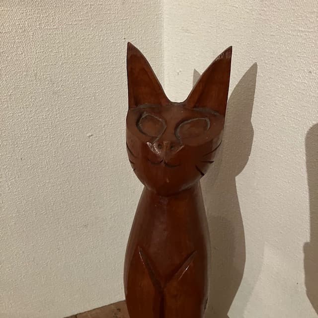 木製 猫 木彫 置物 ミッドセンチュリー ヴィンテージ 古道具 昭和 レトロ