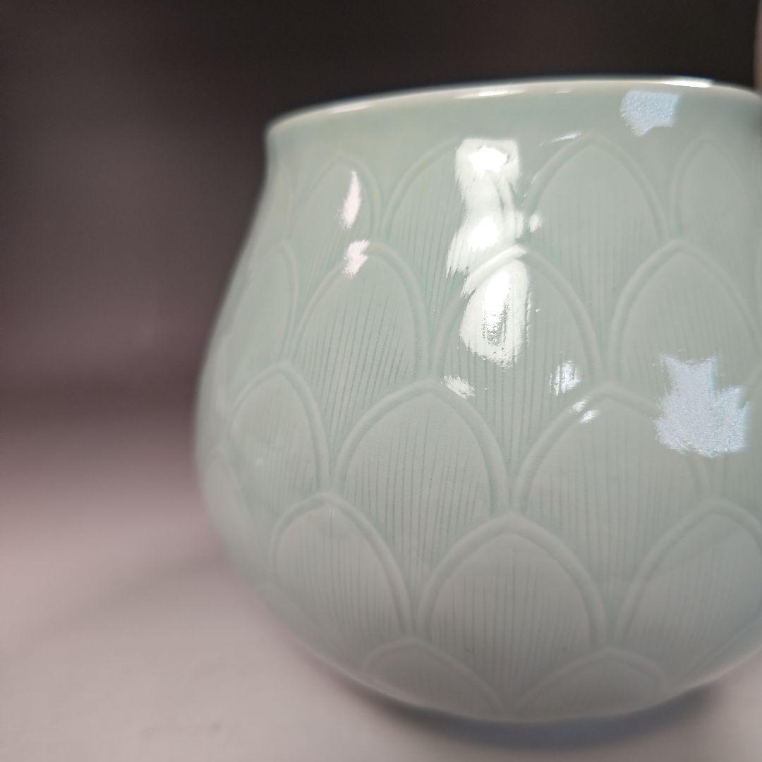 イ748 皆具『韓国 陶芸 粱命煥 青磁 青珍 皆具　共箱』茶道具