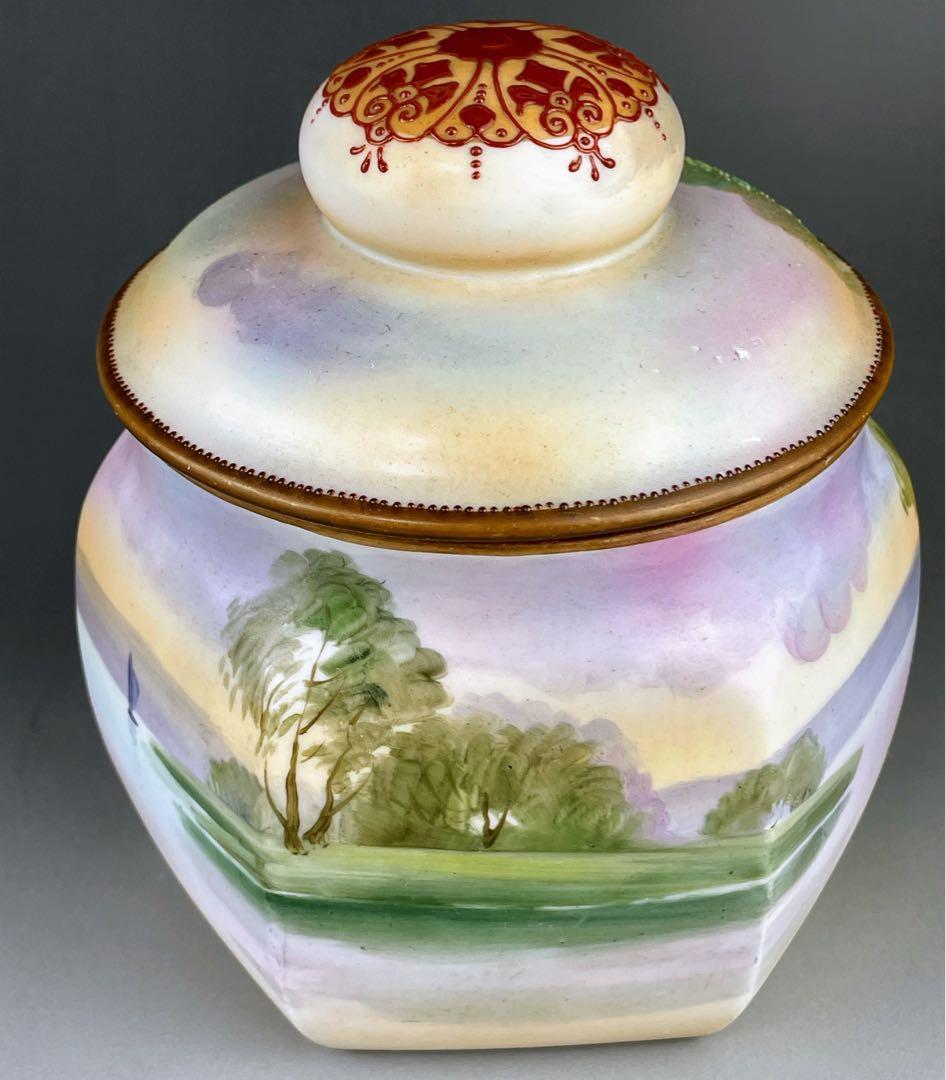 【専用】オールドノリタケ ヒュミドール 葉巻入れ 白鳥風景紋 盛り上げ