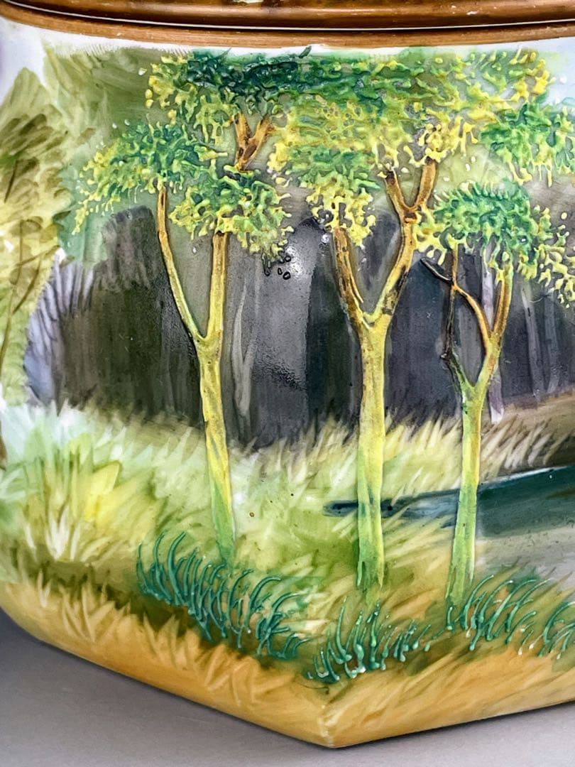 【専用】オールドノリタケ ヒュミドール 葉巻入れ 白鳥風景紋 盛り上げ