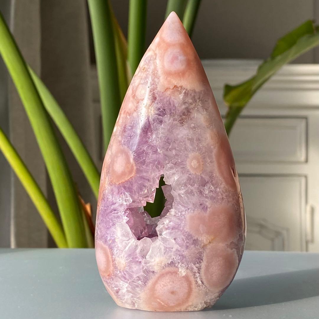 【 高品質 ピンクアメジスト フラワーアゲート 原石 フレイム 約251g 】