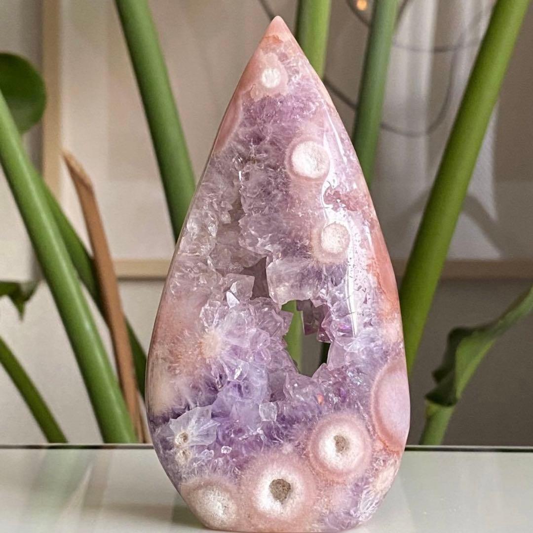 【 高品質 ピンクアメジスト フラワーアゲート 原石 フレイム 約251g 】