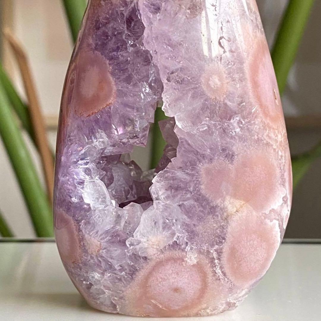 【 高品質 ピンクアメジスト フラワーアゲート 原石 フレイム 約251g 】