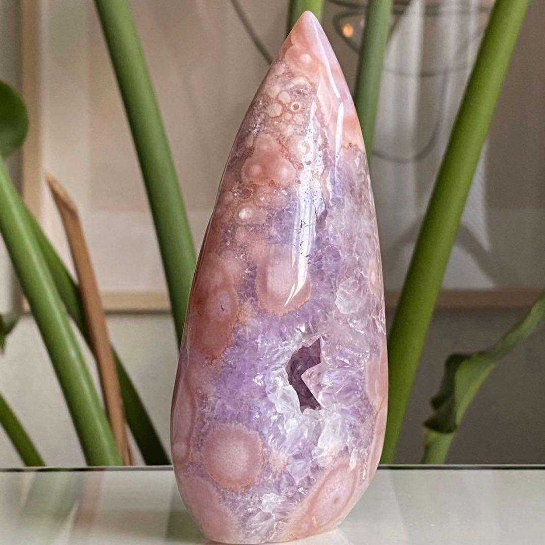 【 高品質 ピンクアメジスト フラワーアゲート 原石 フレイム 約251g 】