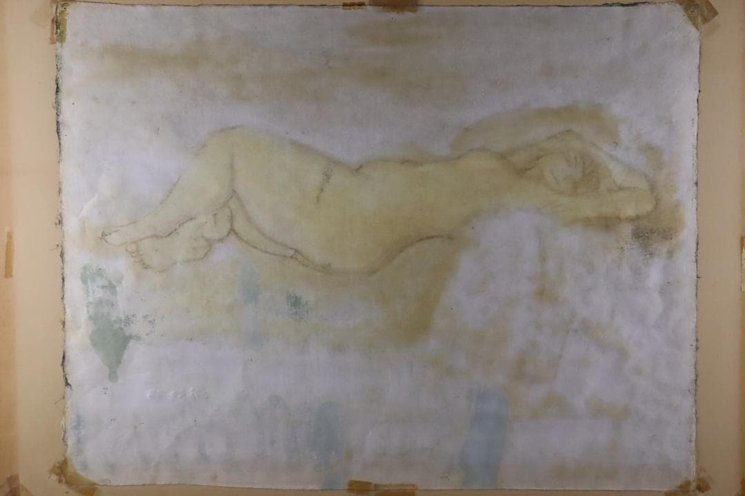 真作保証 和気史郎 「横たわる裸婦」 肉筆12号 1977年 スピリチャル画家