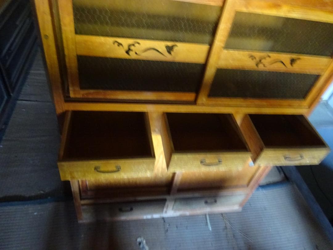 ★最終値 水屋　食器棚　アンティーク　レトロ　古民家蔵出　箪笥　古い家具 訳あり