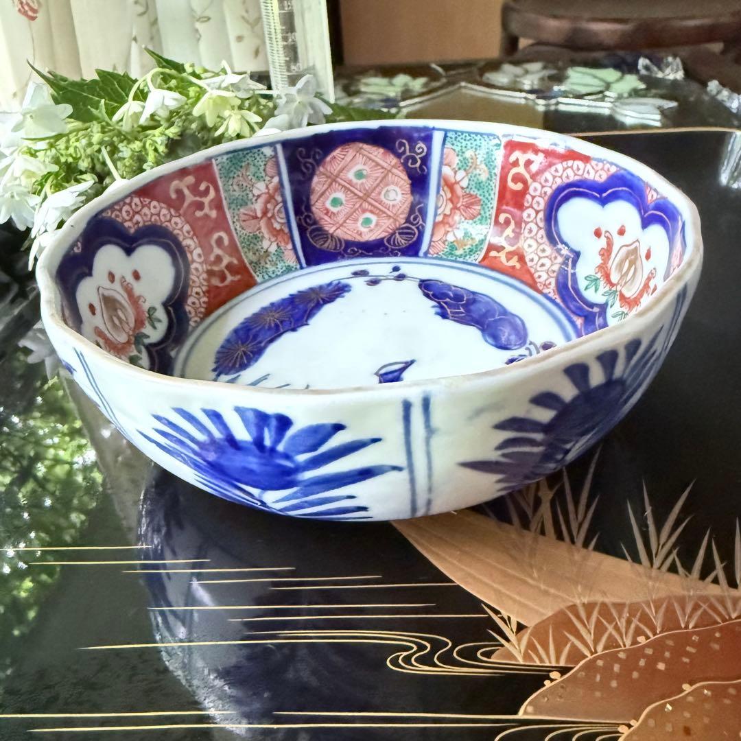 新春特別価格‼️牡丹❌桃　伊萬里桃手松竹梅大膾皿5客　在銘大化年製