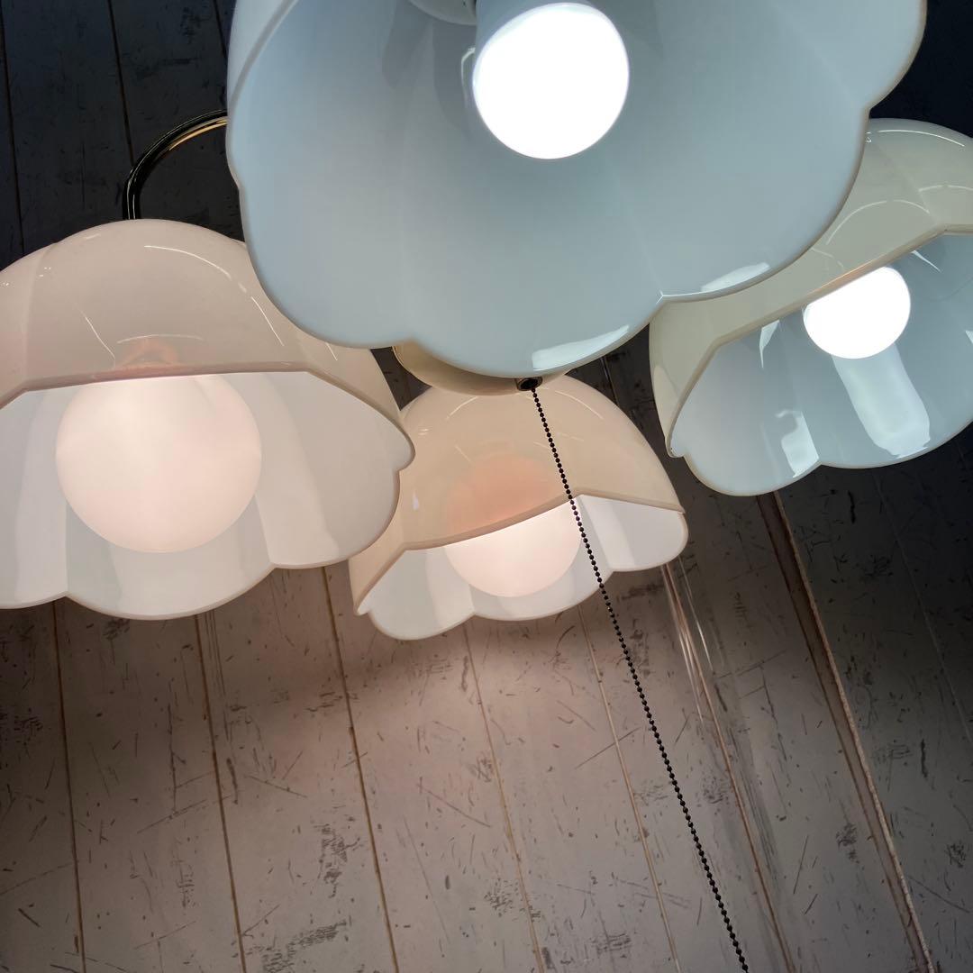 ②丸善電機 ラッキー 花モチーフ 4灯シャンデリア 白熱灯器具 テーブルライト