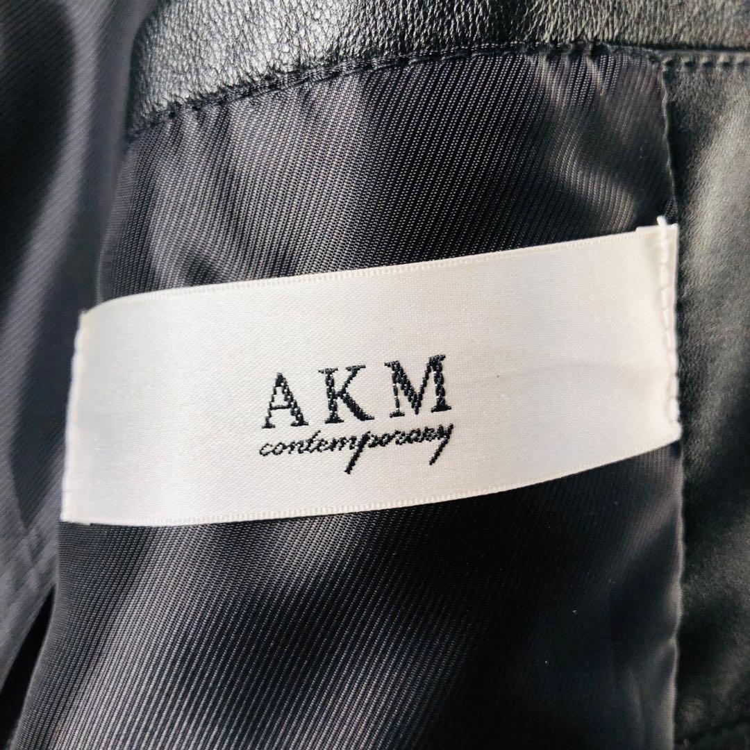 未使用✨AKM シングルライダースジャケット 高級羊革 艶感 ブラック M