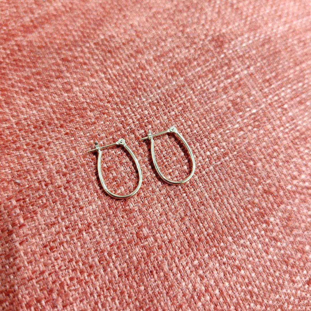 【アネモネ】オーバルフープピアスK10