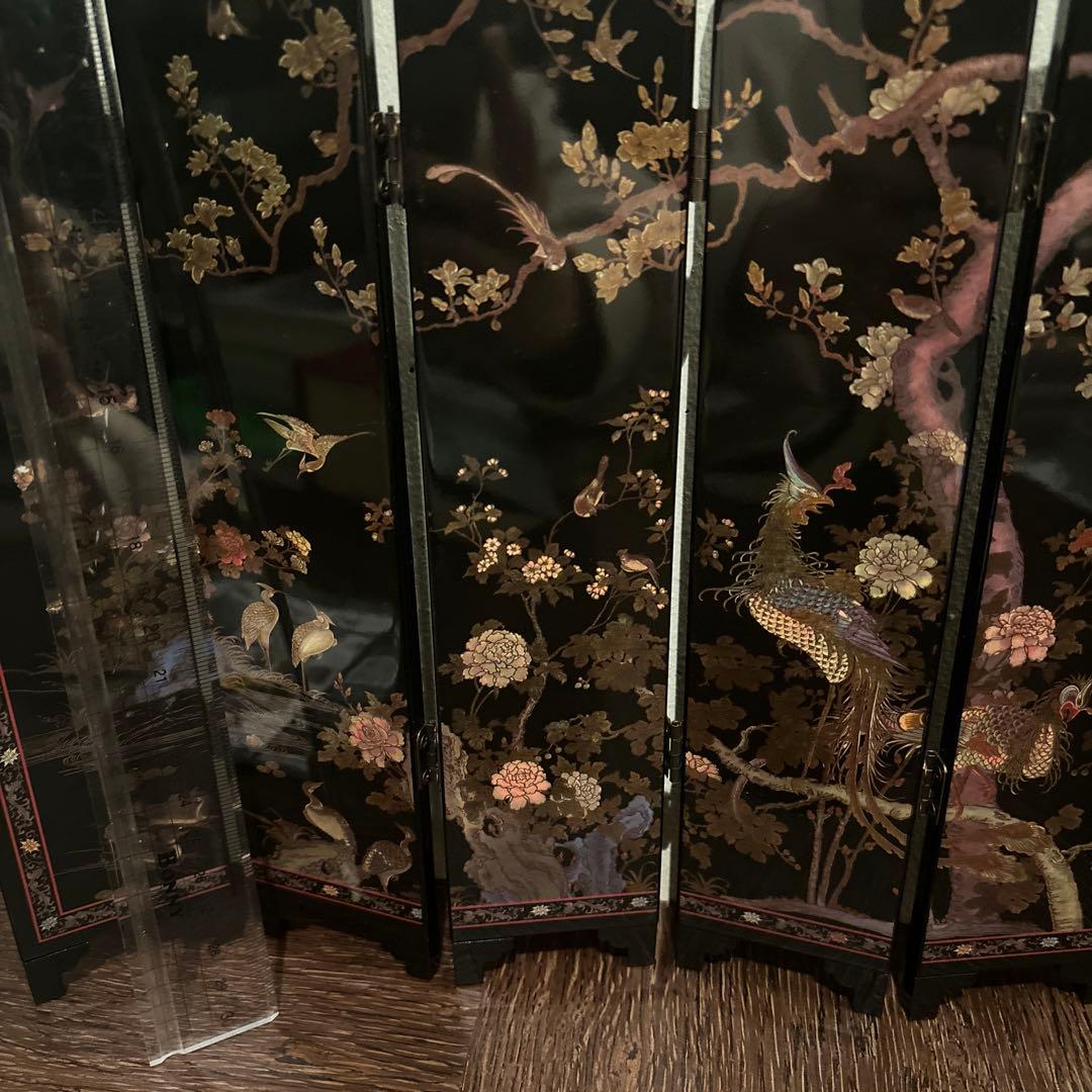 ミニチュア屏風　百鳥朝鳳