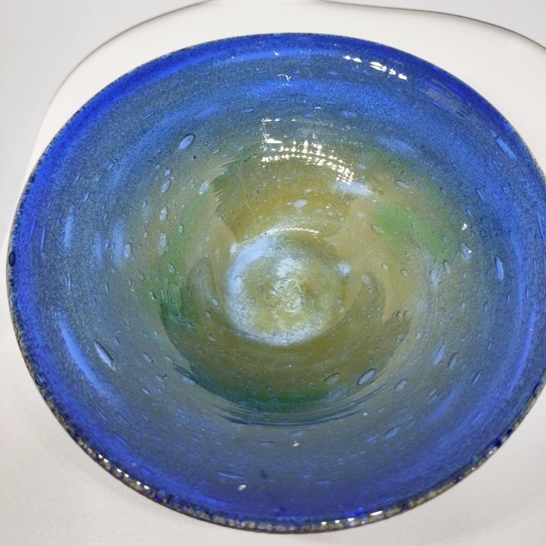 (故)稲嶺盛吉さんのガラス茶泡深皿(約15cm)