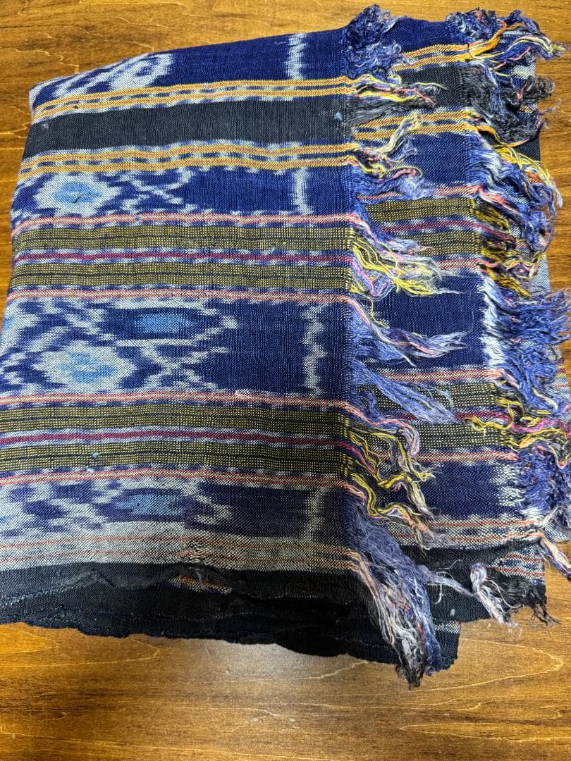 週末値下げヴィンテージイカット綿麻 インドネシア製 120x240cm