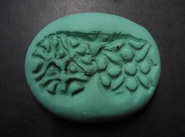 ★U1702★古代品 （19）青銅　大型スタンプ　ブロンズ製　印章　透かし紋様