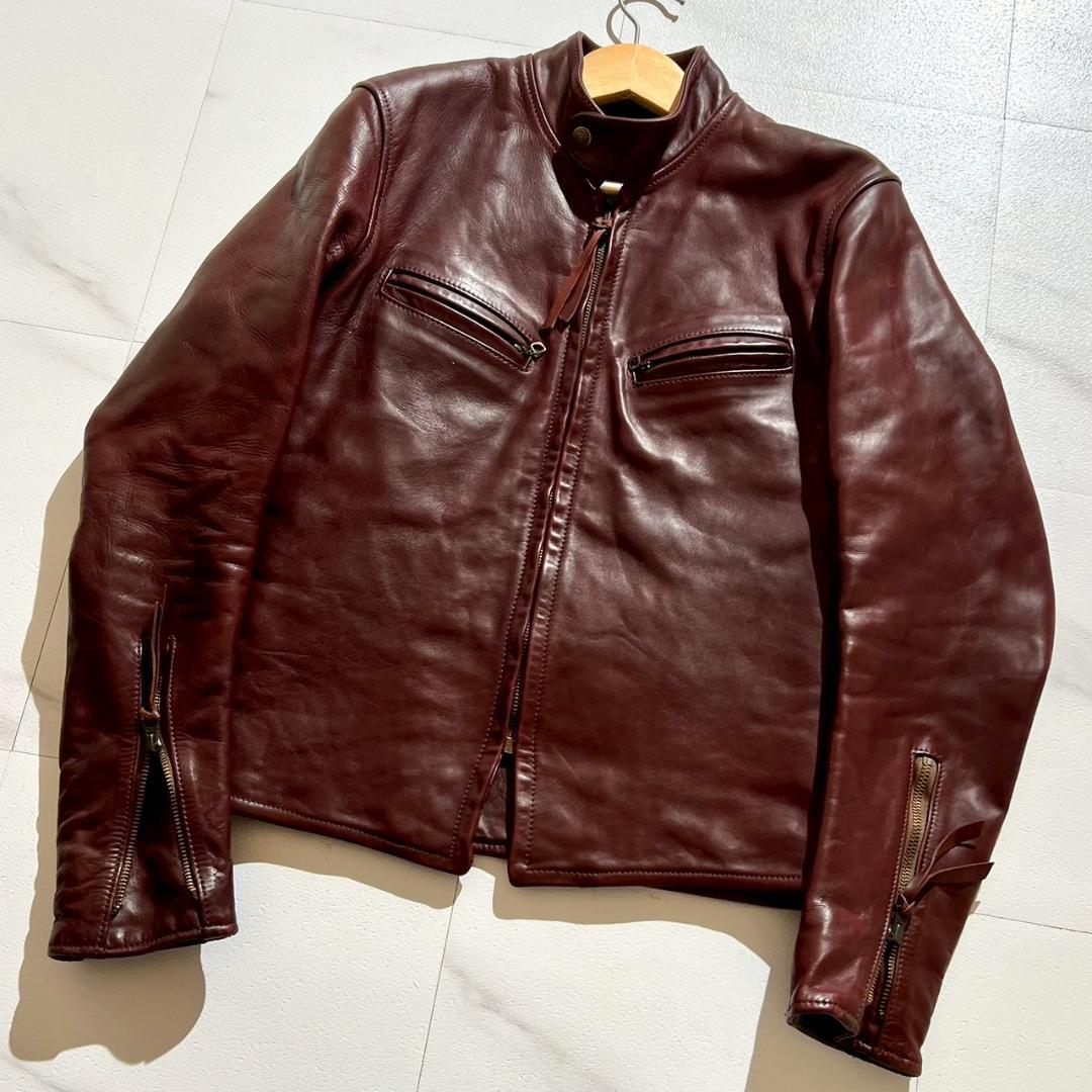 希少　エアロレザー　ボードレーサー　アルパカインナー　馬革　ホースハイド　赤茶