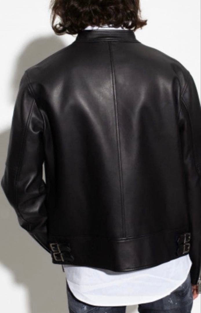 DSQUARED2 ラムレザー シングルライダースジャケット 42