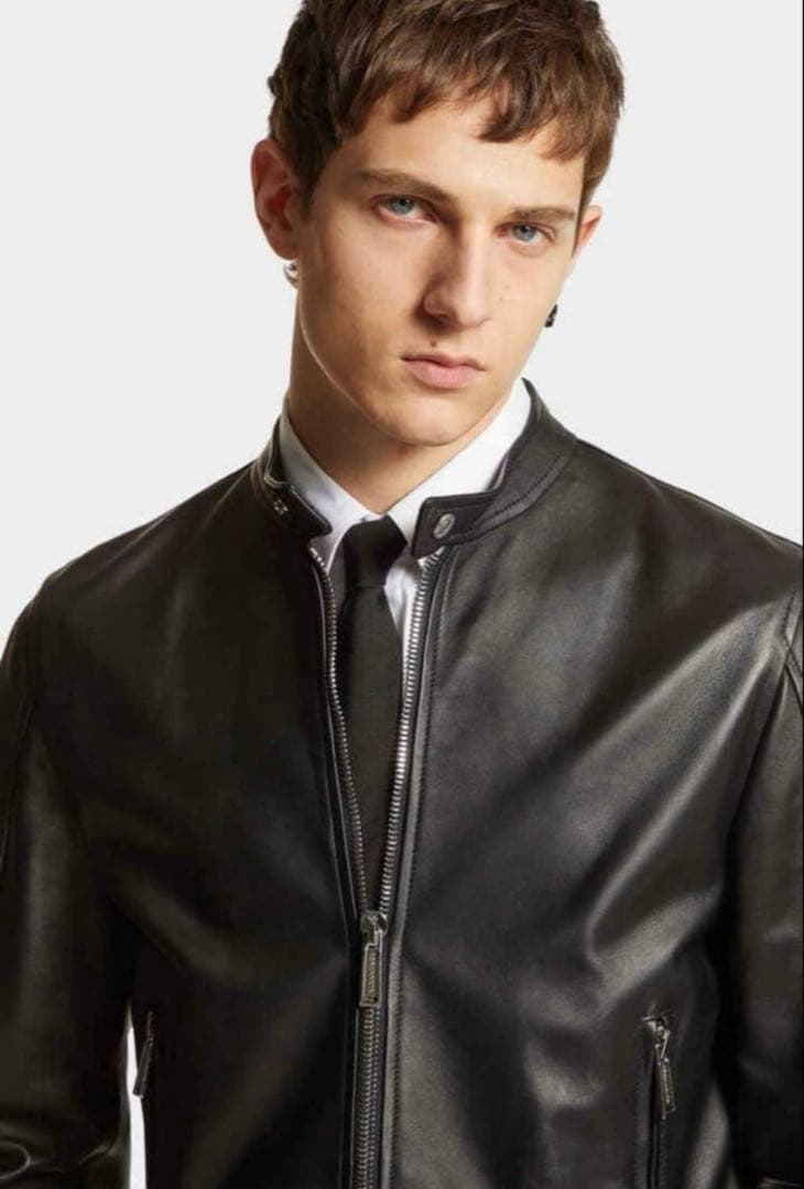 DSQUARED2 ラムレザー シングルライダースジャケット 42