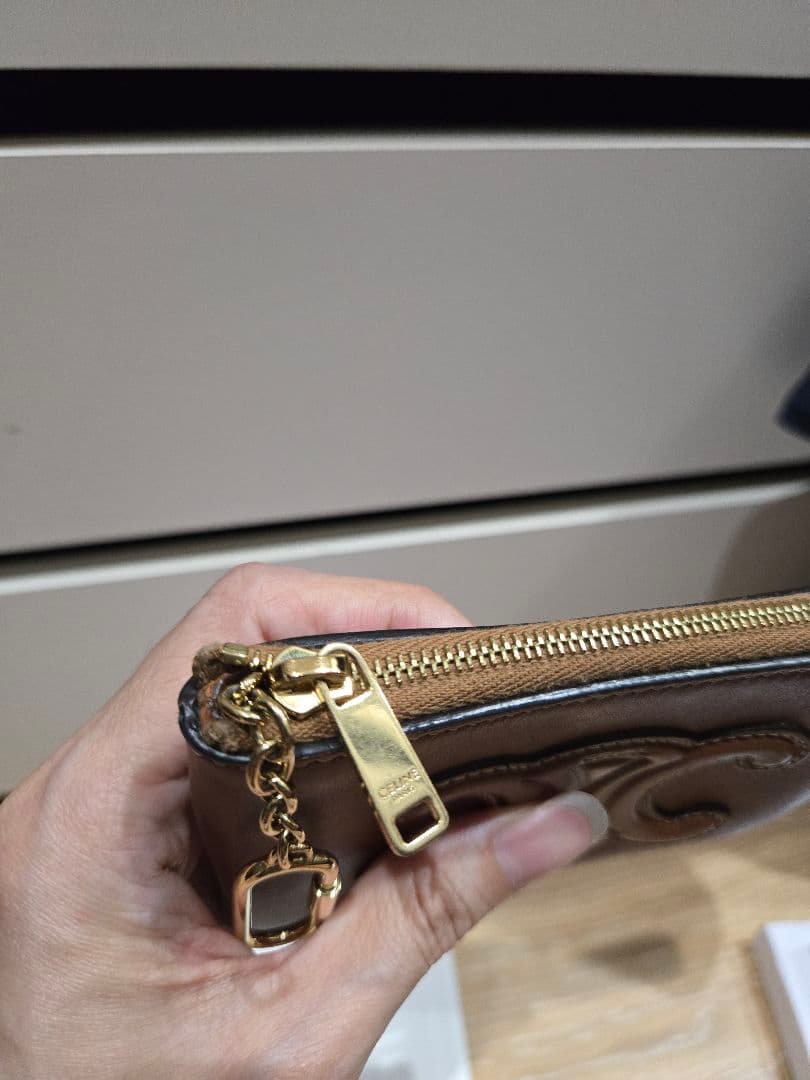 美品　セリーヌ　キーリングケース　カードケース　トリオンフ　タン