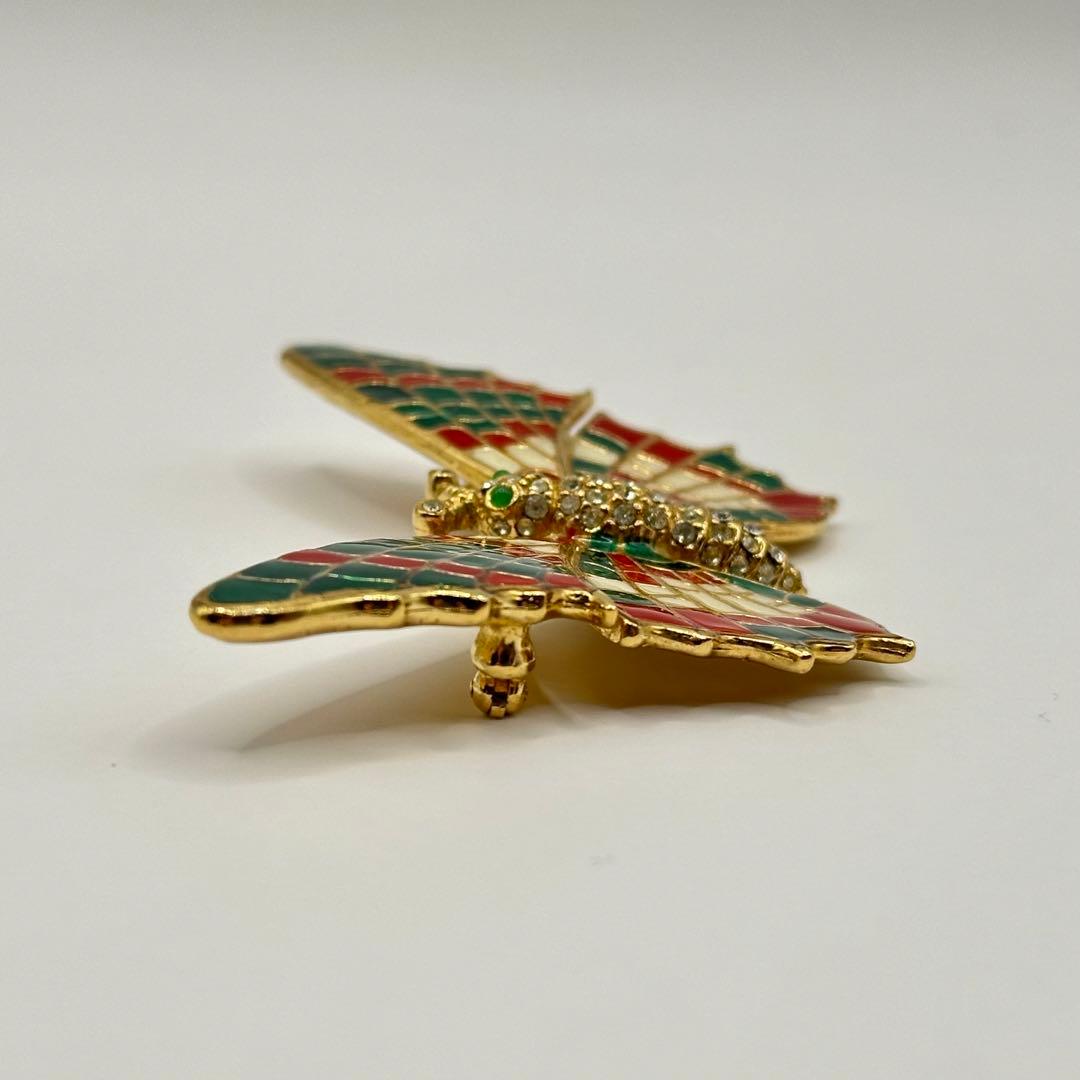 【希少】CINER サイナー ブローチ バタフライ ラインストーン マルチカラー