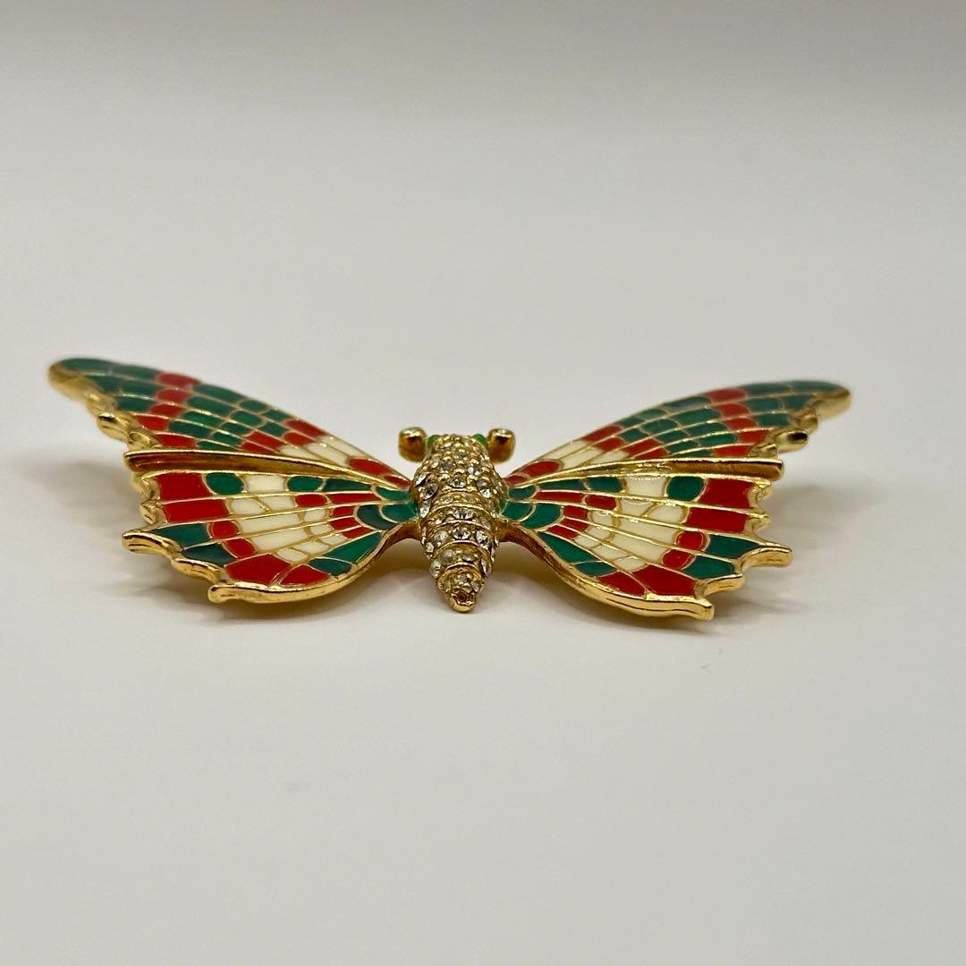 【希少】CINER サイナー ブローチ バタフライ ラインストーン マルチカラー