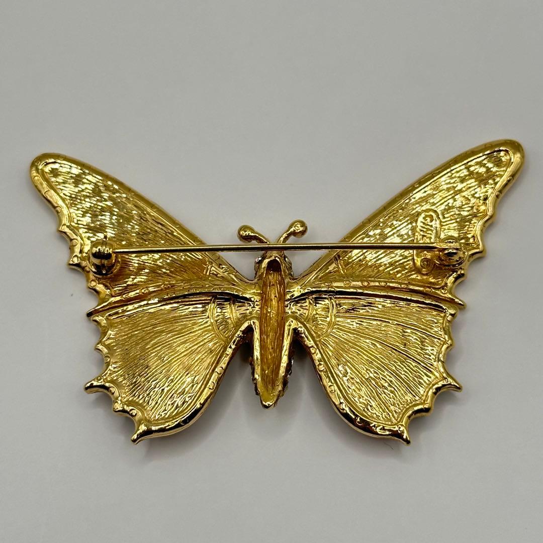 【希少】CINER サイナー ブローチ バタフライ ラインストーン マルチカラー