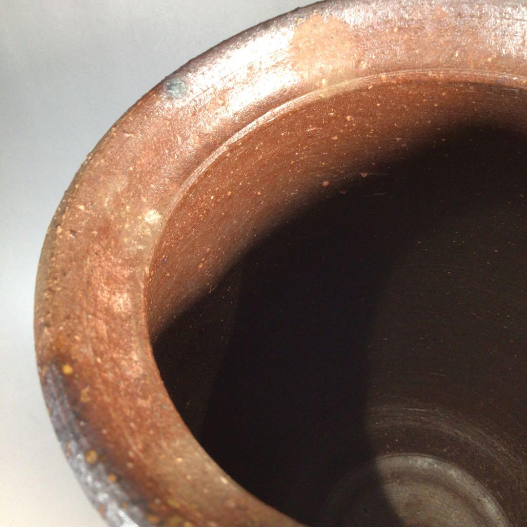 Ｎ３９２　水指　『備前焼』『落雁窯　幸崎達彦造』　共箱　茶道具