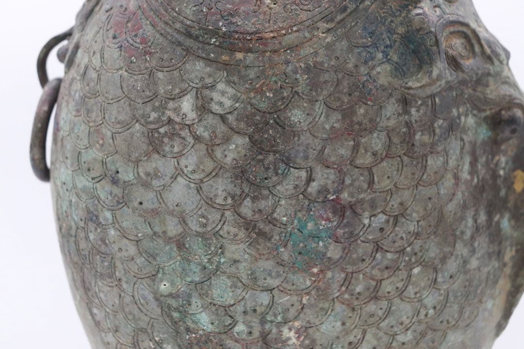 貴重　中国　古青銅器　魚型銅瓶　アンティーク　送料込み250922