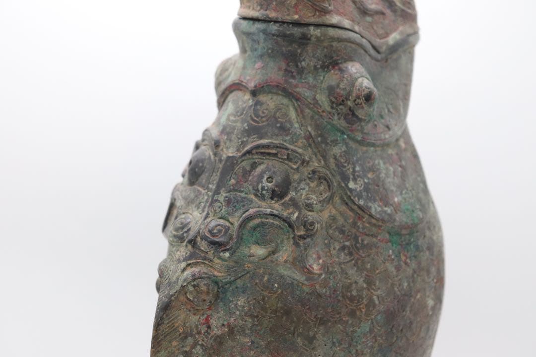 貴重　中国　古青銅器　魚型銅瓶　アンティーク　送料込み250922