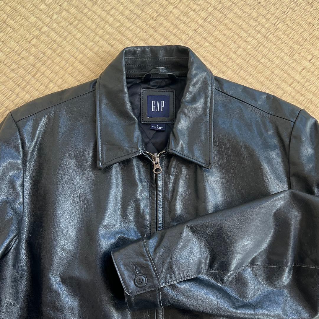 GAP ブラック レザージャケット シングルライダースジャケット
