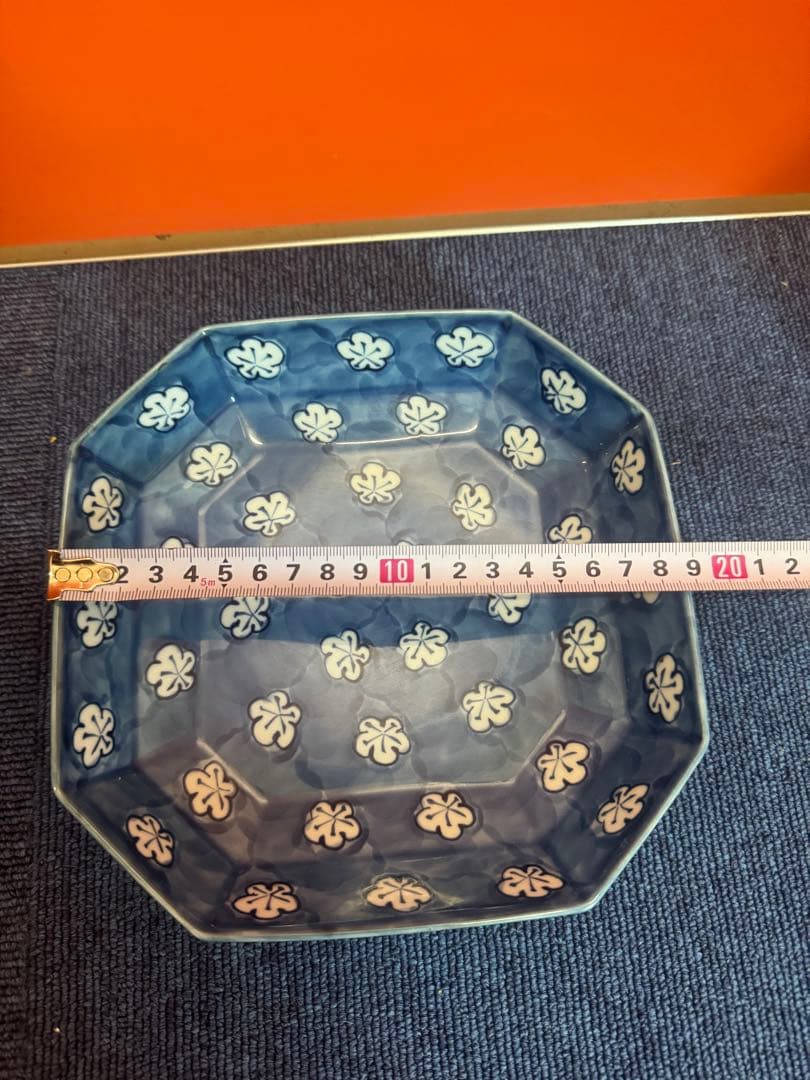 1883 林源右衛門 染付 古染風 梅紋 皿　未使用