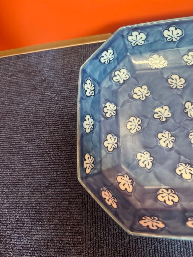 1883 林源右衛門 染付 古染風 梅紋 皿　未使用