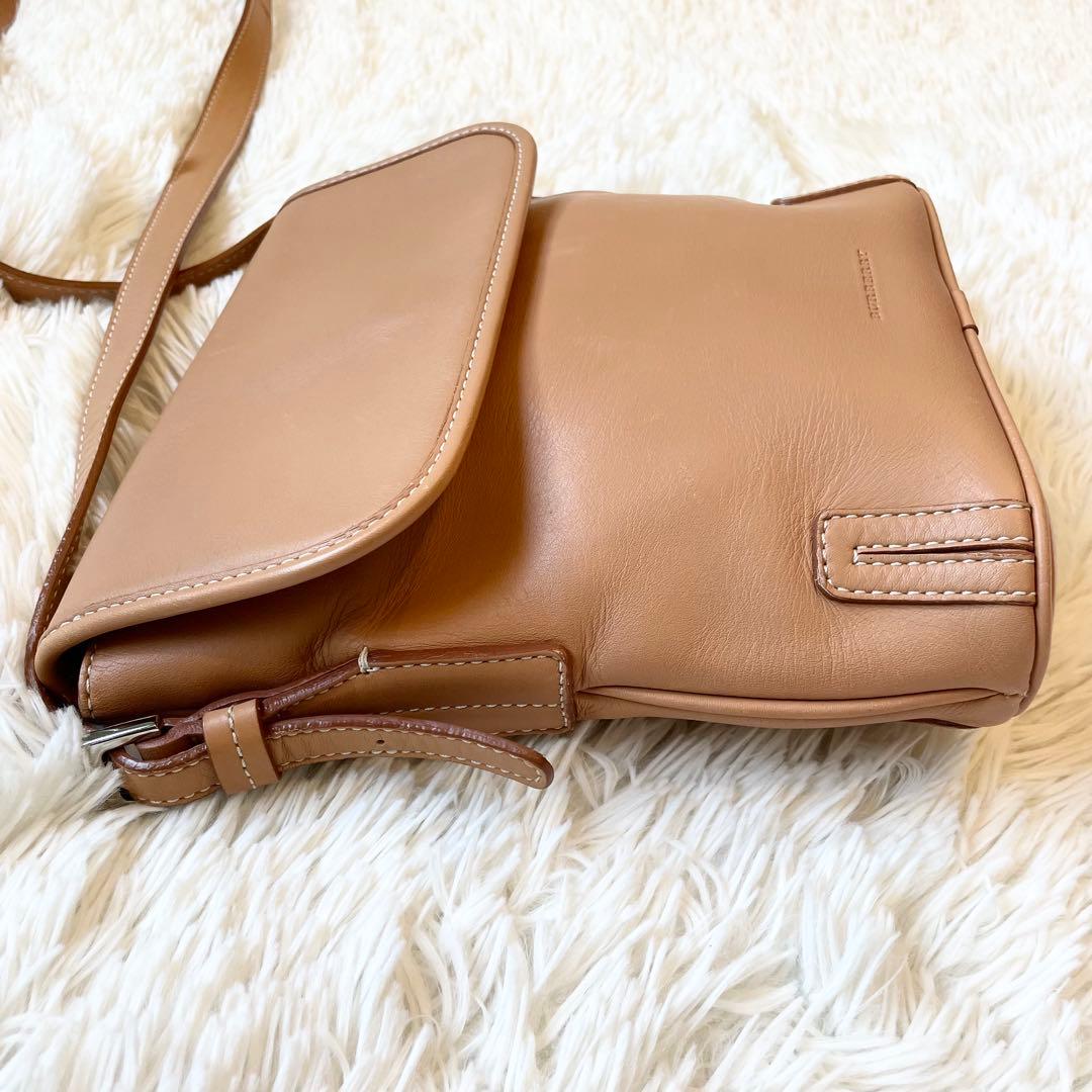 美品★Burberry オールレザー ショルダーバッグ ベージュ ノバチェック