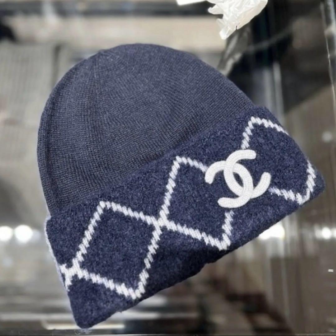 【CHANEL】シャネル アーガイル柄ニット帽