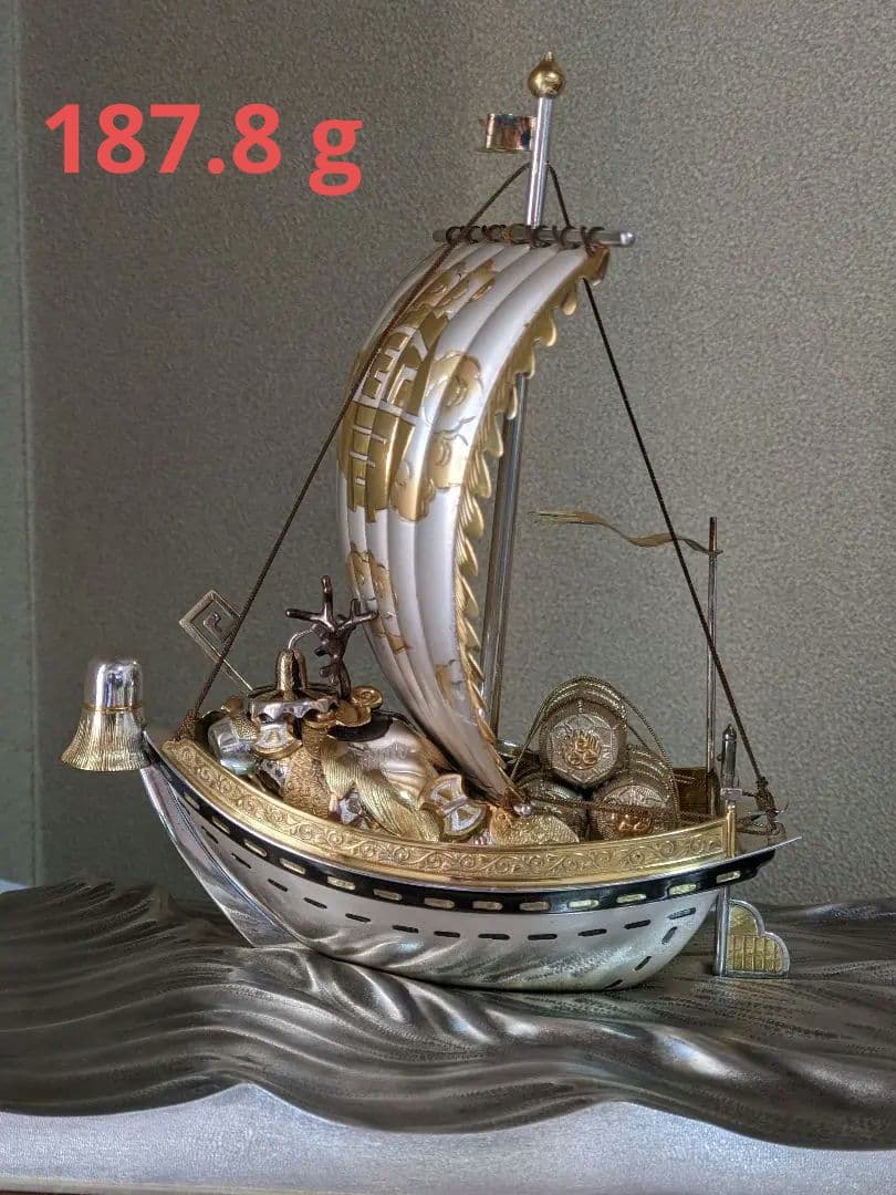 ♦関工芸 銀製宝船SILVER960 置物 飾り資産形成 銀価格517円 骨董品