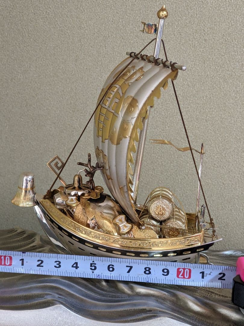 ♦関工芸 銀製宝船SILVER960 置物 飾り資産形成 銀価格517円 骨董品