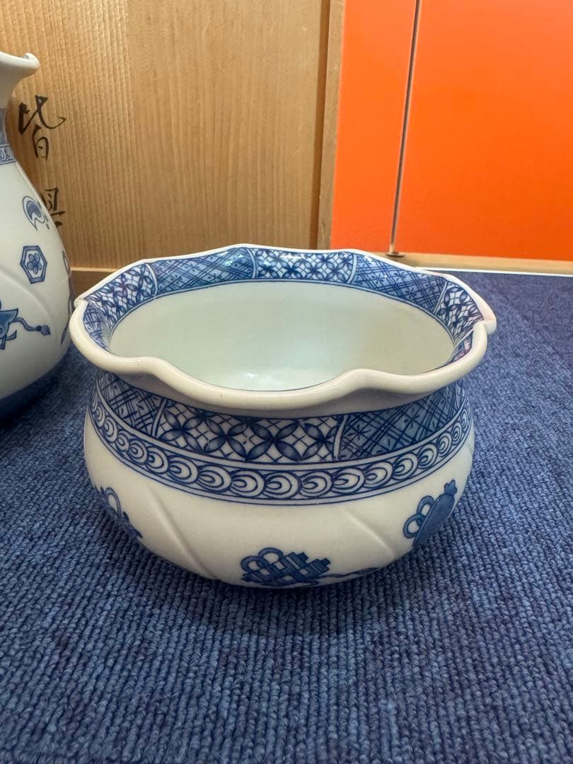 1577 茶道具　染付祥瑞宝尽皆具　石崎英治作