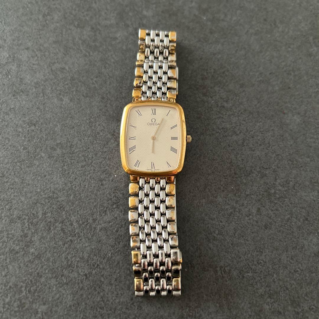 オメガ アナログクォーツ腕時計 ゴールド/シルバー