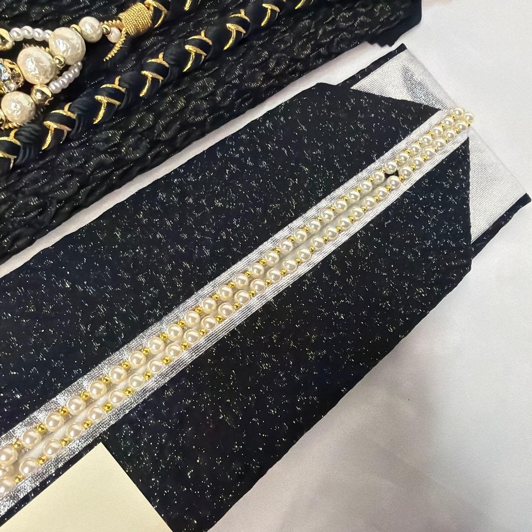 新品　2026年モデル　黒　振袖用　帯締め　帯揚げ　半襟　重ね襟　セット
