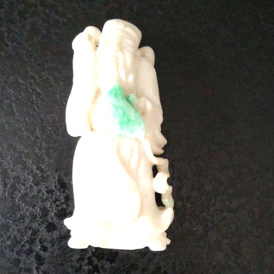 翡翠関羽軍神財神像、７X３，天然ジェイダイト・黒い玉手箱、275.244ct.